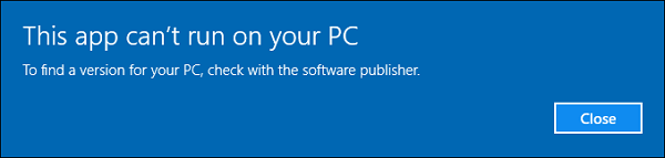Kan app niet uitvoeren op de computer