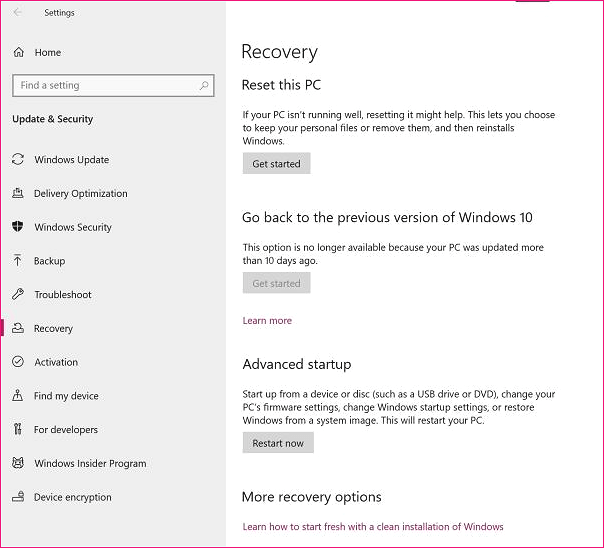 Drie opties voor het opnieuw instellen van Windows 10