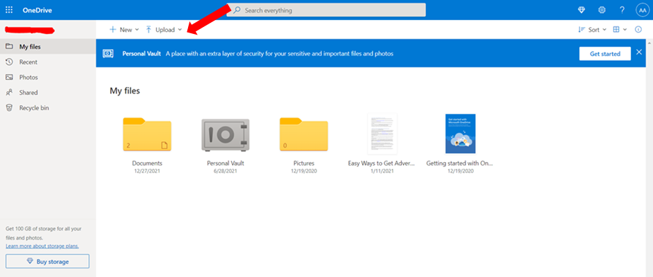 bestanden uploaden naar onedrive