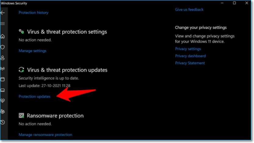 updates voor virus- en bedreigingsbeveiliging
