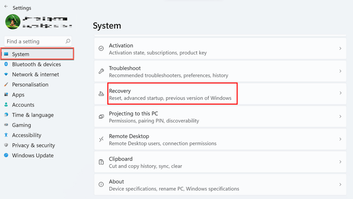 draai windows 11 terug naar windows 10 stap 1