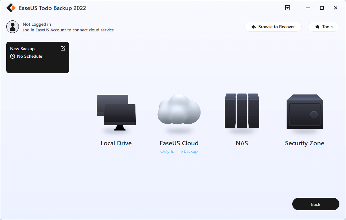 selecteer beveiligingszone als back-uplocatie