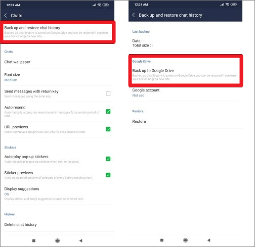 Lijn back-up google drive