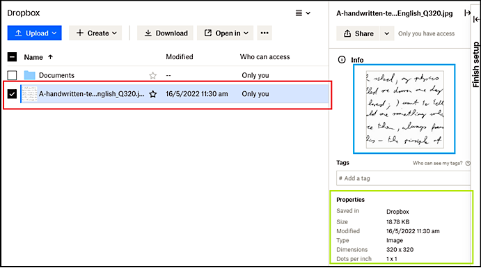 bestanden controleren in dropbox