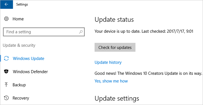 controleer windows-update