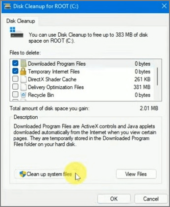 Systeem bestand opruimen