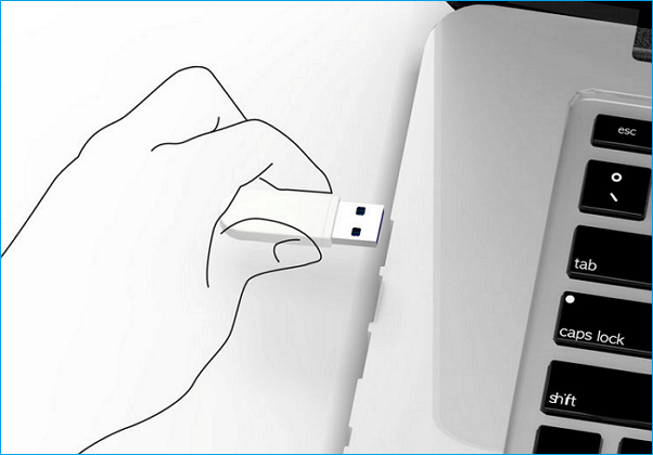 Sluit usb aan op computer