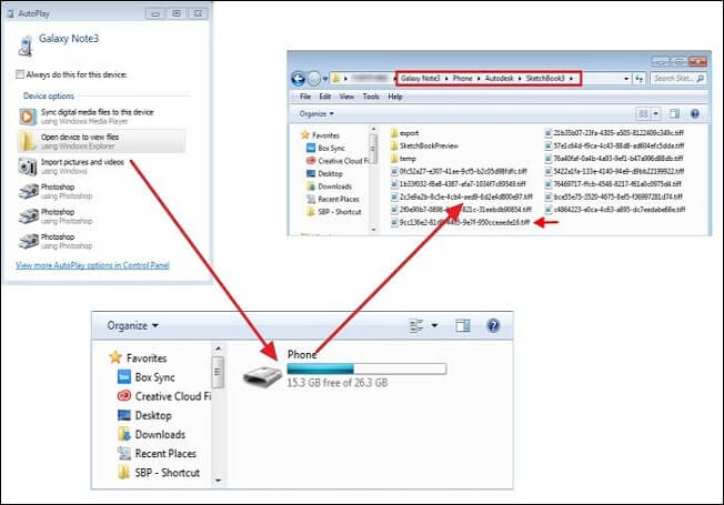kopieer schetsboekafbeeldingen van Android naar pc