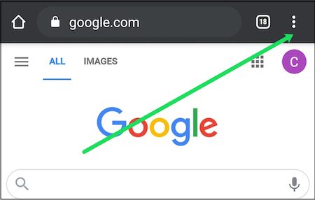 drie stippen op de Google-app