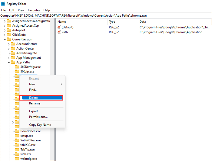 Verwijder de registersleutel van de gerelateerde toepassing.