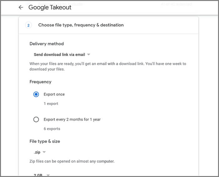 exporteer foto's van Google Photos naar icloud op pc via Google Takeout Step2