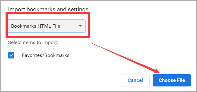 HTML-bestand voor bladwijzers importeren