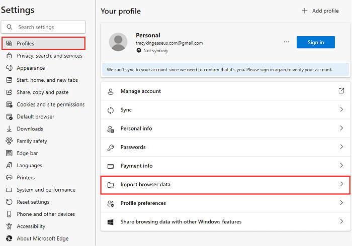 Instellen om Internet Explorer-gegevens te importeren