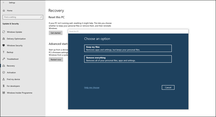 houd mijn bestanden reset deze pc