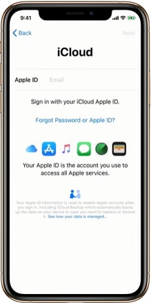 log in op icould met apple id