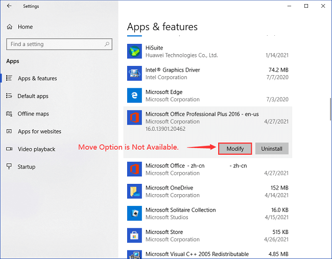 verhuis optie voor kantoor is niet beschikbaar