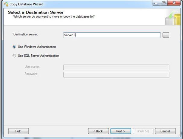 typ de naam van de bestemmingsserver