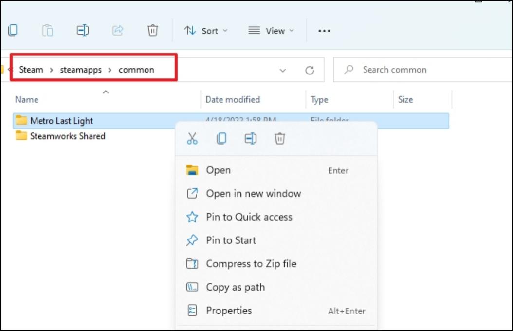 kopieer en plak spel in de gemeenschappelijke map