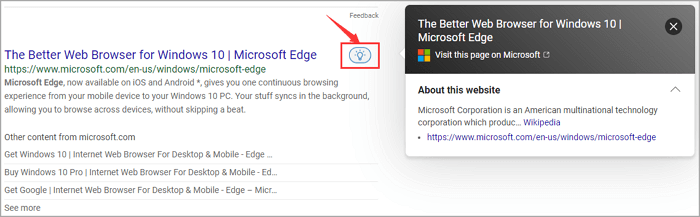 voorbeeldresultaat - Microsoft Edge