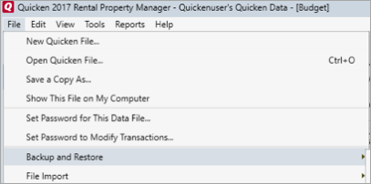 quicken backup en herstel