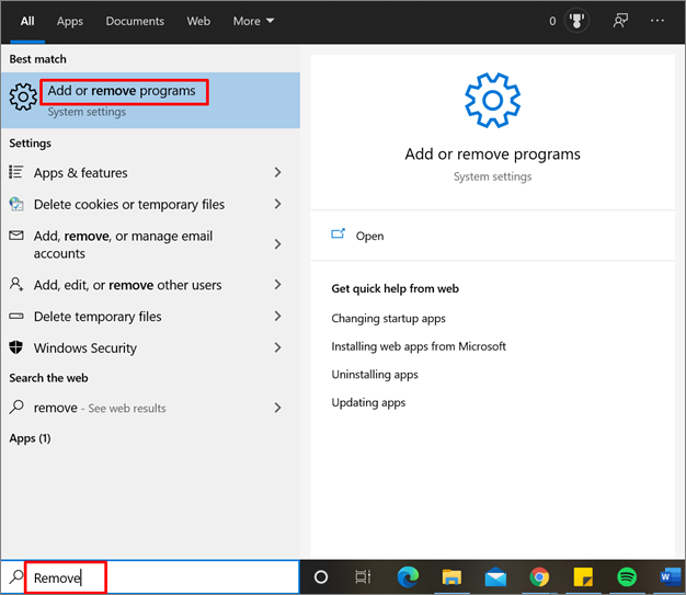 programma verwijderen