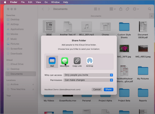 Selecteer Koppeling kopiëren en klik op Delen