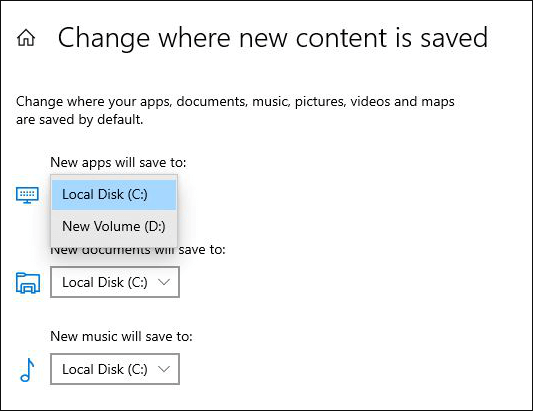 stel de gewenste downloadlocatie in
