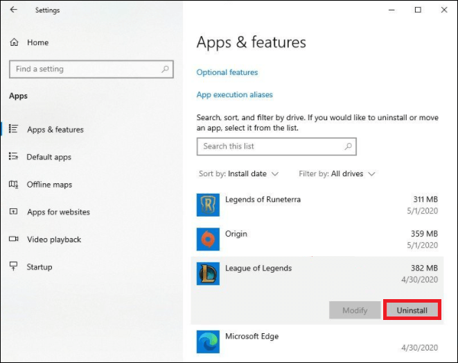Windows-instellingen lol verwijderen