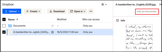 alleen jij hebt toegang tot dropbox
