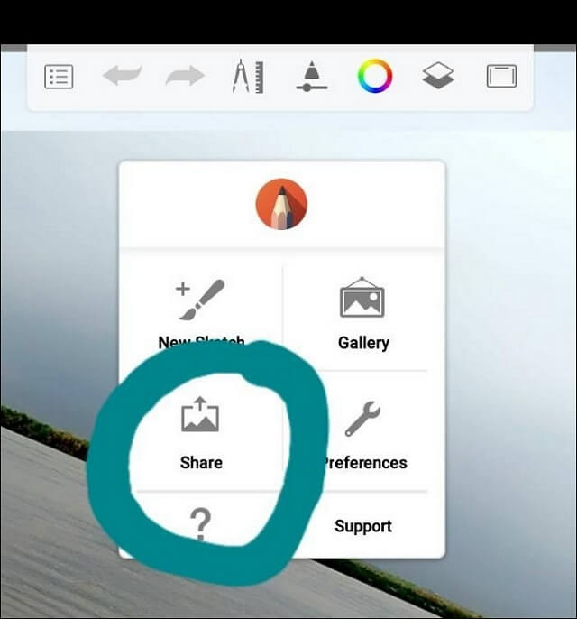 afbeeldingen delen vanuit de sketchapp