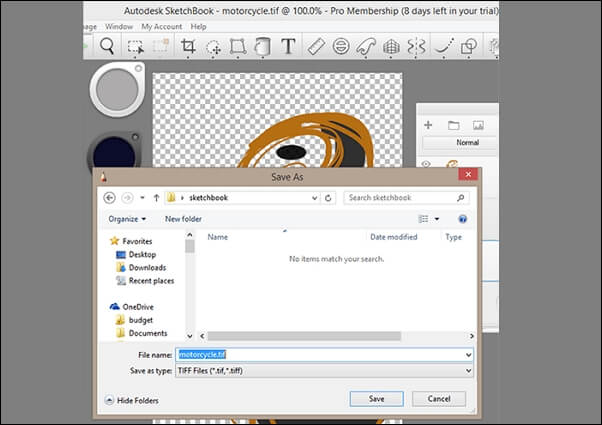 opslaan vanuit de schetsboek-app