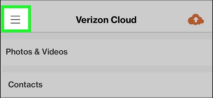 het navigatiemenu van verizon cloud
