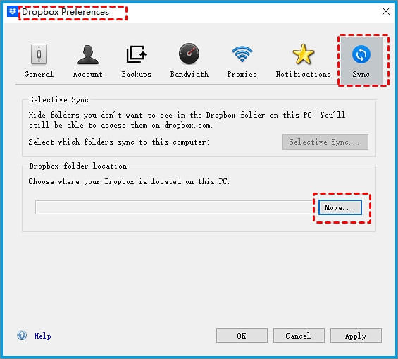 Verplaats de hoofdmap van Dropbox naar Windows 11