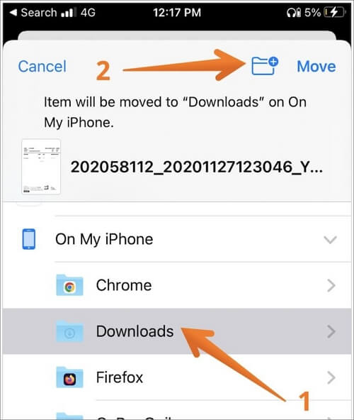 selecteer de downloadmap