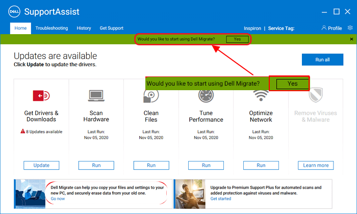 Start Dell Migrate op nieuwe pc