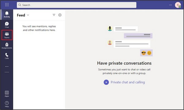 tabblad teams openen