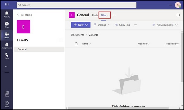 tik op bestanden optie
