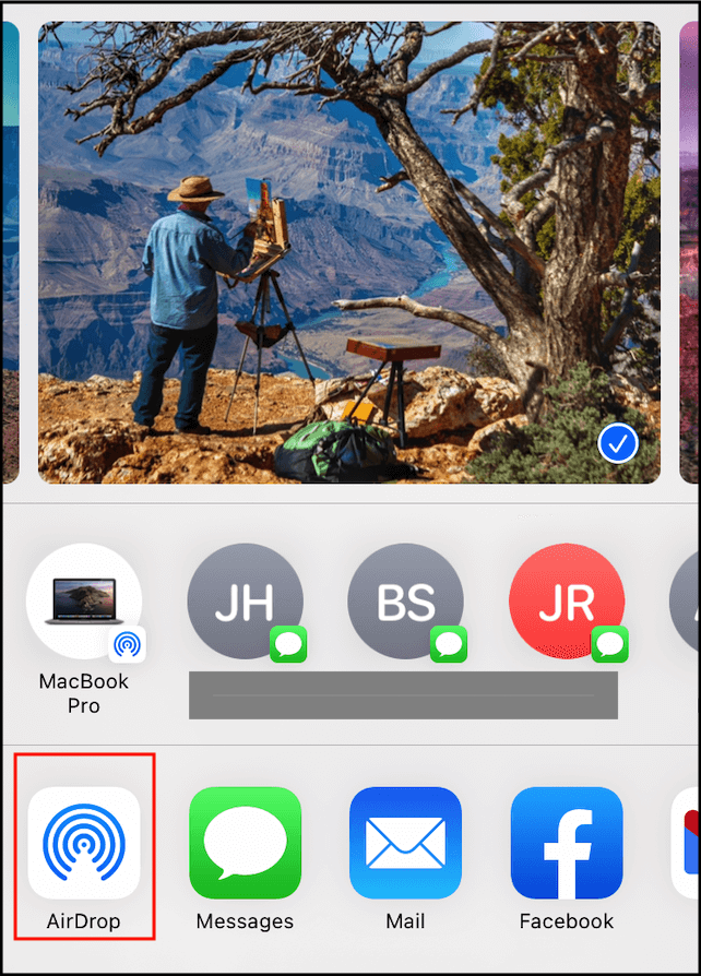 gebruik airdrop om over te dragen