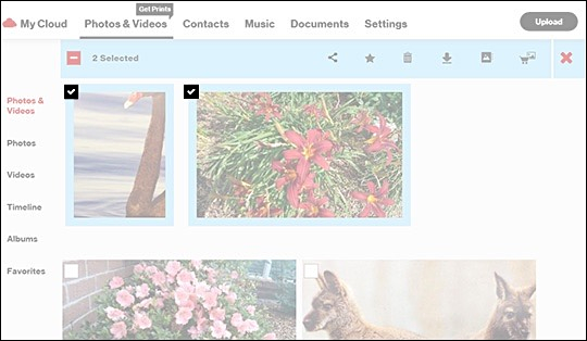 selecteer foto's in verizon cloud