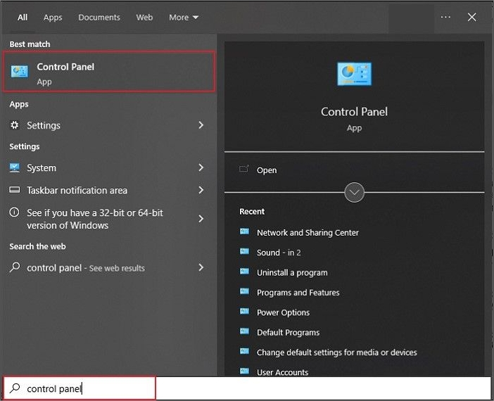 zoek naar bedieningspaneel
