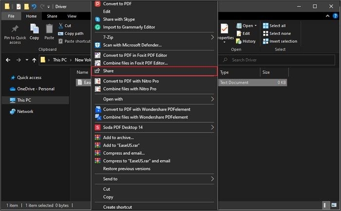 tik op optie voor delen