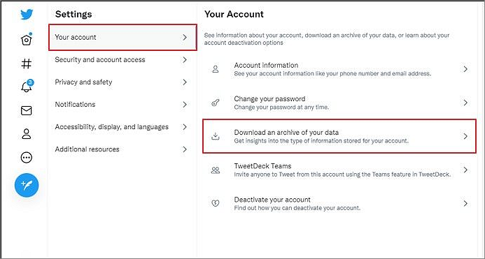 kies de optie voor het downloaden van archief