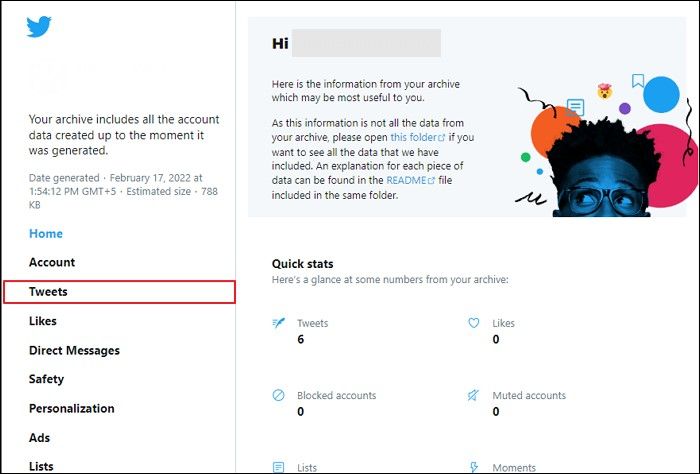 selecteer tweets optie