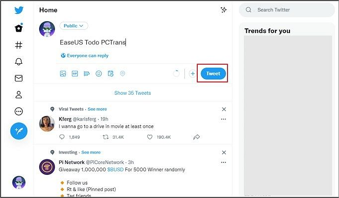 tik op de tweet-knop