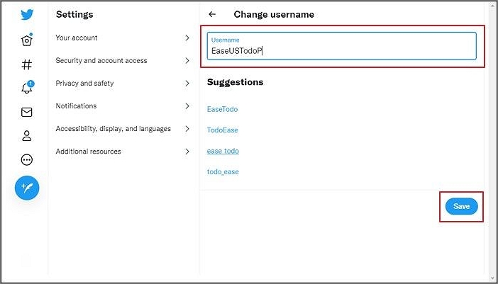 sla je nieuwe gebruikersnaam op