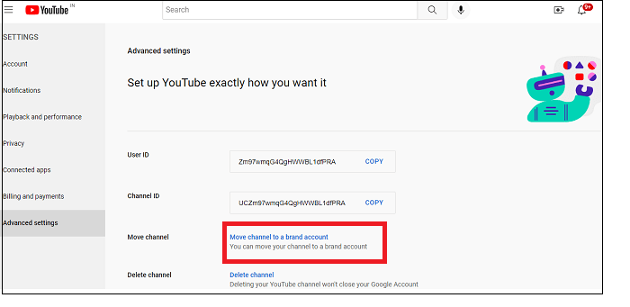 Kanaal verplaatsen naar een merkaccount