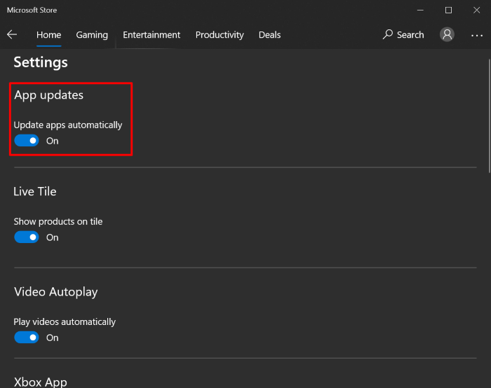 app-updates inschakelen