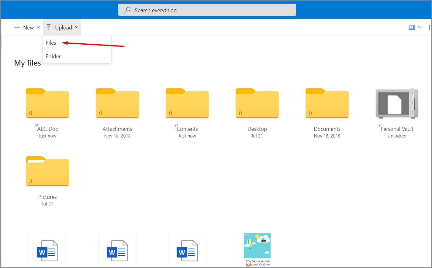 bestanden uploaden naar onedrive