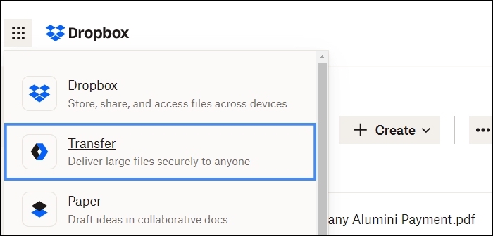 dropbox-overdrachtsmenu