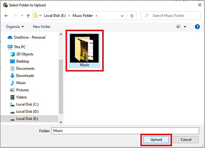 selecteer muziekbestanden en voer in